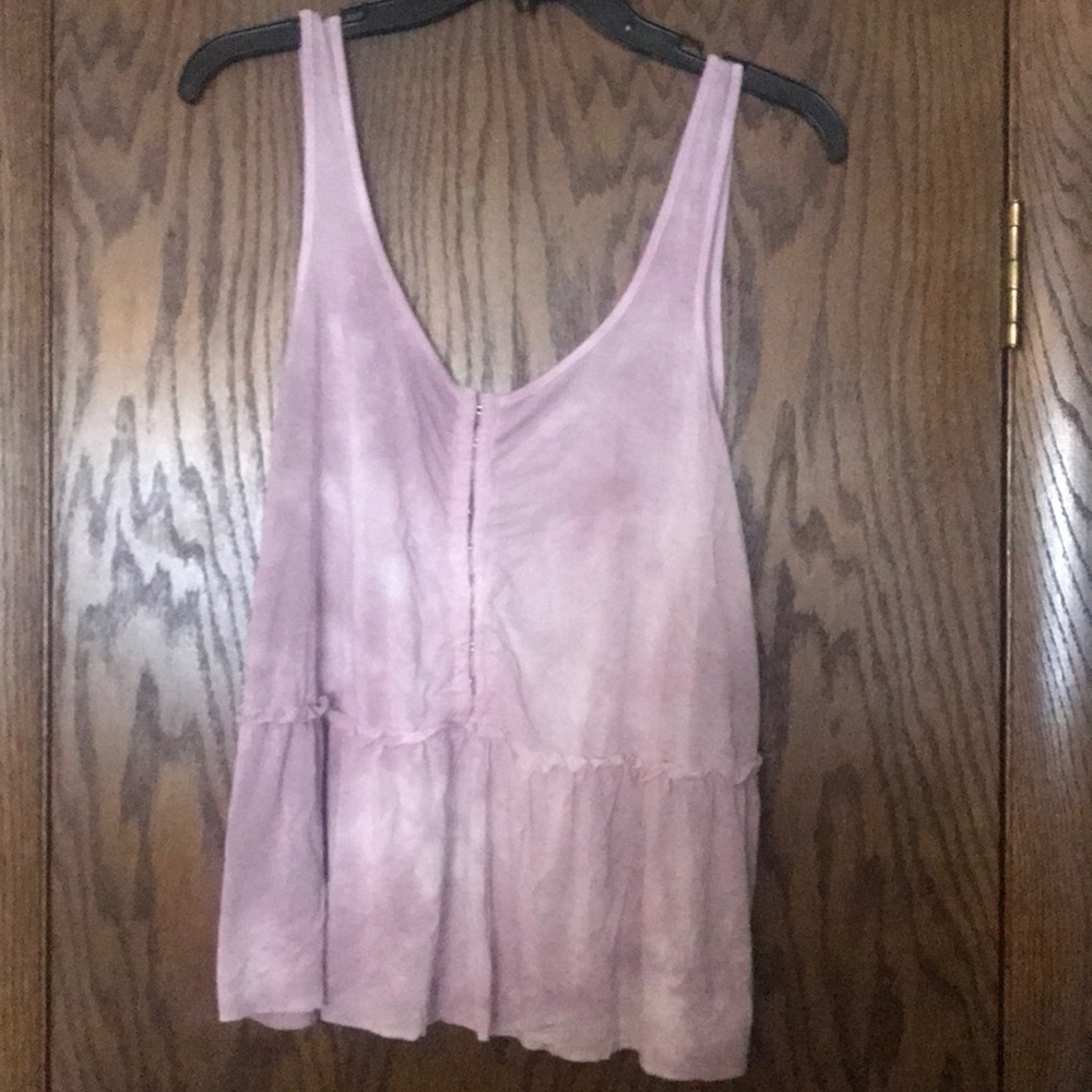 Pink tie dyed peplum super soft tank
